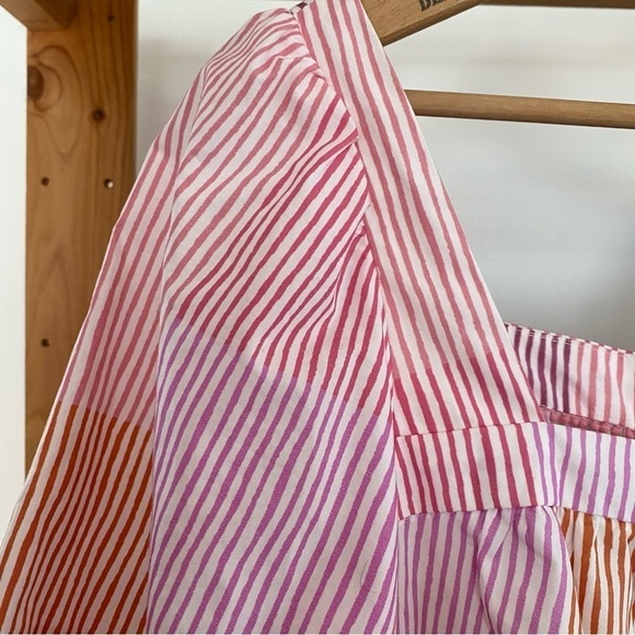 Anthropologie Maeve White Pink Orange Stripe Gable Tiered Tunic Top Small - Picture 9 of 16